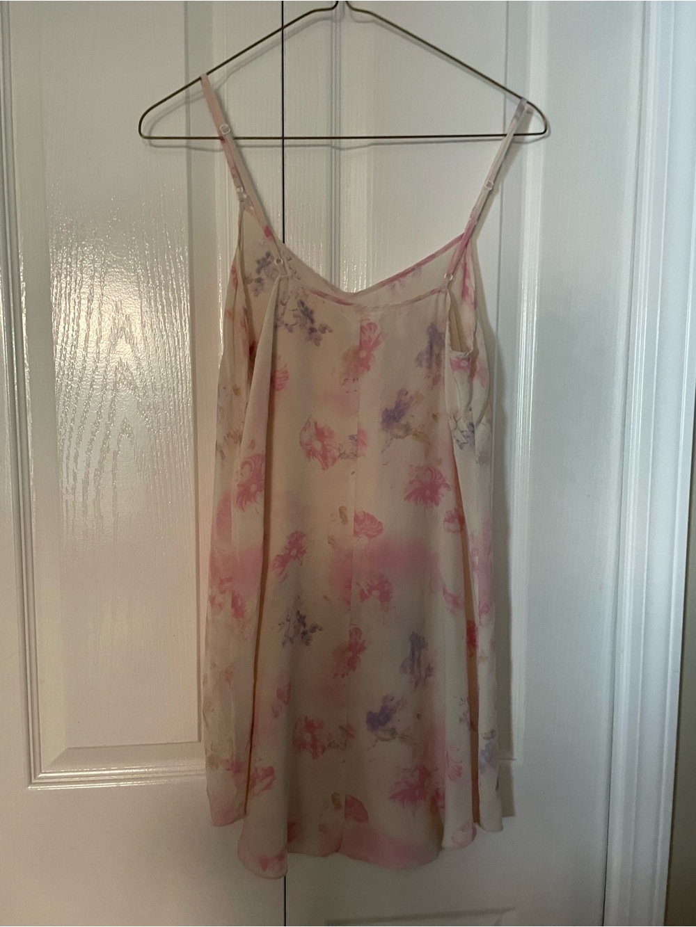 Aritzia Cream Silk Floral Slip with Pink and Lavender Accents